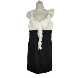 Vintage Sophia Christina Sheath Dress Ruffle Neck Women Size 6 Cream Black